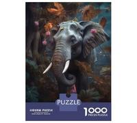 Rompecabezas para Adultos De 1000 Piezas Floral Magical Elephant Rompecabezas para Adultos Juegos Relajantes Decoración del Hogar Desafío Educativo 70x50cm/1000pcs