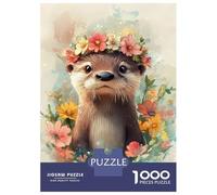 Rompecabezas para Adultos De 1000 Piezas Floral Otter Charm Rompecabezas para Adultos Juego Práctico Decoración De Pared Cumpleaños Y Navidad 38x26cm/1000pcs