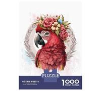 Rompecabezas para Adultos De 1000 Piezas Floral Red Macaw Parrot Rompecabezas para Adolescentes Juego Familiar Carrera De Velocidad Manual Cumpleaños 70x50cm/1000pcs