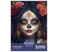 Rompecabezas para Adultos De 1000 Piezas Floral Skull Beauty Rompecabezas para Adultos Juego Familiar Divertido Y Humorístico Cumpleaños Y Navidad 38x26cm/1000pcs