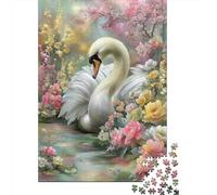 Rompecabezas para Adultos De 1000 Piezas Floral Swan Wall Art Print Rompecabezas para Adultos Juegos Relajantes Decoración De Pared Cumpleaños Y Navidad 70x50cm/1000pcs