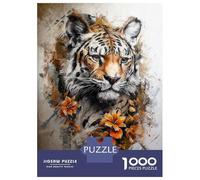 Rompecabezas para Adultos De 1000 Piezas Floral Tiger Rompecabezas para Adultos Juguetes Antiestrés Carrera De Velocidad Manual Actividades Divertidas En Casa 38x26cm/1000pcs