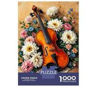 Rompecabezas para Adultos De 1000 Piezas Floral Violin Art Print Rompecabezas para Adultos Juegos Familiares Arte De Pared Oferta como Regalos para Toda La Familia 38x26cm/1000pcs