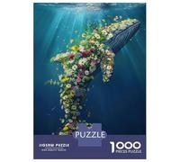 Rompecabezas para Adultos De 1000 Piezas Floral Whale Deep Ocean Rompecabezas para Adultos Juego De Ingenio Regalo De Cumpleaños Desafío Educativo 70x50cm/1000pcs