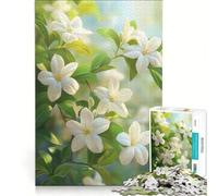 Rompecabezas para Adultos de 1000 Piezas Flores de jazmín Blanco a la luz del Sol Juegos Familiares interacción Entre Padres e Hijos Regalos para Amigos y Familiares 38x52cm