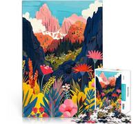 Rompecabezas para Adultos de 1000 Piezas Flores del Valle de Las montañas Dolomitas, Italia Juegos de relajación Gran Regalo 52x38cm