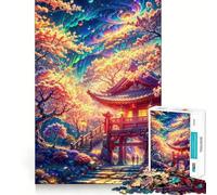 Rompecabezas para Adultos de 1000 Piezas Flores en la Puerta del Templo Diseño de Corte preciso Juego Divertido para concentrarse Momento de Juego Tranquilo Regalo navideño Divertido 50x75cm