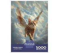 Rompecabezas para Adultos De 1000 Piezas Flying Cat with Wings Bengal Cat Angel Rompecabezas para Adultos Juego De Ingenio Regalo De Cumpleaños Desafío Educativo 70x50cm/1000pcs