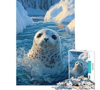 Rompecabezas para Adultos de 1000 Piezas Foca juguetona en Las gélidas Aguas del Ártico Impresionante Obra de Arte sobre la Vida Salvaje Que Ayuda a ejercitar el Cerebro Un Juego Relajante