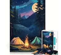 Rompecabezas para Adultos de 1000 Piezas Fogata bajo la Luna,diseño de Bordes Finos,Juego cognitivo,Juguete Relajante,decoración navideña para Pared (50x75cm)