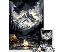 Rompecabezas para Adultos de 1000 Piezas: fogata bajo un Pico nevado Juguetes antiestrés Regalos de Amigo Secreto Juegos relajantes para cumpleaños y Navidad tamaño 50x75cm