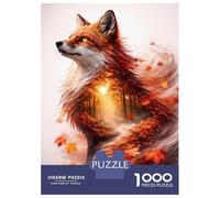 Rompecabezas para Adultos De 1000 Piezas Fox Double Exposure Nature Silhouette Rompecabezas para Adultos Juguetes Antiestrés Aliviador del Estrés Regalos De Cumpleaños Y Únicos 52x38cm/1000pcs
