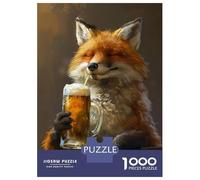 Rompecabezas para Adultos De 1000 Piezas Fox Drinking Beer Rompecabezas para Adolescentes Juego Familiar Carrera De Velocidad Manual Cumpleaños 38x26cm/1000pcs