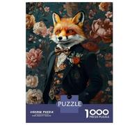 Rompecabezas para Adultos De 1000 Piezas Fox in A Suit Wall Mural Rompecabezas para Adultos Juego De Ingenio Decoración Perfecta Cumpleaños Y Navidad 70x50cm/1000pcs