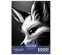 Rompecabezas para Adultos De 1000 Piezas Fox Portrait in Black and White Rompecabezas para Adultos Juguete Decoración De Pared Corte De Precisión 52x38cm/1000pcs