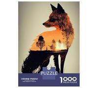 Rompecabezas para Adultos De 1000 Piezas Fox Silhouette Rompecabezas para Adolescentes Juego Práctico Decoración del Hogar 38x26cm/1000pcs