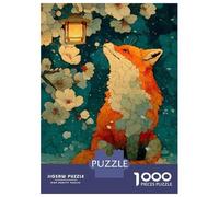 Rompecabezas para Adultos De 1000 Piezas Fox Under Lantern with Cherry Blossoms Rompecabezas para Adultos Juegos Relajantes Decoración del Hogar Desafío Educativo 52x38cm/1000pcs