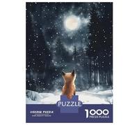 Rompecabezas para Adultos De 1000 Piezas Fox Under The Moonlight Rompecabezas para Adultos Juego De Ingenio Regalos para Mujeres Actividades Divertidas En Casa 70x50cm/1000pcs