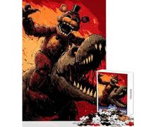 Rompecabezas para Adultos de 1000 Piezas Freddy Fazbear Montando un Dinosaurio Juego Imposible Desafío difícil Juguete Educativo Mejora el Amor Entre Parejas (50x75cm)