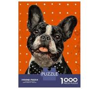 Rompecabezas para Adultos De 1000 Piezas French Bulldog with Bow Tie Portrait Rompecabezas para Adultos Juguetes Antiestrés Corte De Precisión Interacción Entre Padres E Hijos 70x50cm/1000pcs
