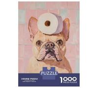 Rompecabezas para Adultos De 1000 Piezas French Bulldog with Toilet Paper Rompecabezas para Adultos Juguetes Antiestrés Regalos para Mujeres Cumpleaños Y Navidad 38x26cm/1000pcs