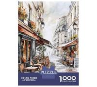 Rompecabezas para Adultos De 1000 Piezas French Cafe Watercolor Print Rompecabezas para Adolescentes Juegos Relajantes Pero Divertidos Y Humorísticos Desafiantes De Completar 38x26cm/1000pcs