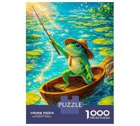 Rompecabezas para Adultos De 1000 Piezas Frog Fishing in A Boat Rompecabezas para Adultos Juego Práctico Montaje De Patrones Cumpleaños Y Navidad 70x50cm/1000pcs