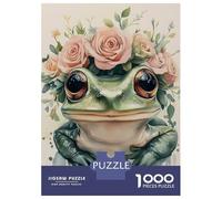 Rompecabezas para Adultos De 1000 Piezas Frog with Flower Crown Rompecabezas para Adultos Juego De Ingenio Desafío Difícil Gran Regalo para Los Amantes De Los Juegos 70x50cm/1000pcs