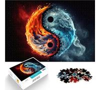 Rompecabezas para Adultos de 1000 Piezas Fuego y Hielo Yin Yang Juguete Educativo para aliviar el estrés Regalos de Amigo Secreto 75x50cm