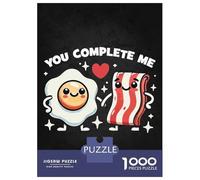 Rompecabezas para Adultos De 1000 Piezas Funny Couples, You Complete Me - Cute Bacon & Egg Rompecabezas para Adultos Juego De Ingenio Regalos para Mujeres 52x38cm/1000pcs
