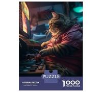 Rompecabezas para Adultos De 1000 Piezas Funny Fat Hacker Cat Nerd Rompecabezas para Adultos Juegos Relajantes Decoración del Hogar Desafío Educativo 52x38cm/1000pcs