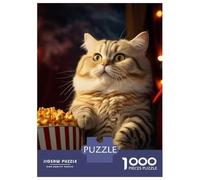 Rompecabezas para Adultos De 1000 Piezas Funny Popcorn Cat Rompecabezas para Adultos Juego Práctico Análisis Y Lógica Cumpleaños Y Navidad 38x26cm/1000pcs