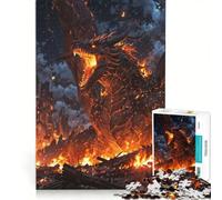 Rompecabezas para Adultos de 1000 Piezas: Furia del Dragón de Fuego, Juegos educativos, difíciles y desafiantes, cumpleaños 50x75cm