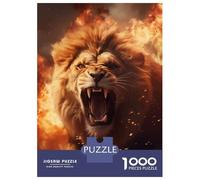 Rompecabezas para Adultos De 1000 Piezas Furious Lion Fire Flames Rompecabezas para Adultos Juegos Relajantes Decoración Cumpleaños 70x50cm/1000pcs
