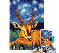 Rompecabezas para Adultos de 1000 Piezas Gacela en la Noche Estrellada Rompecabezas Divertido para Adultos Regalos para Mujeres Difícil y desafiante (tamaño 50x75cm)