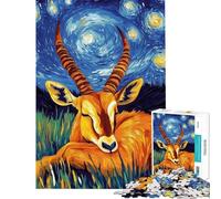 Rompecabezas para Adultos de 1000 Piezas Gacela en la Noche Estrellada Rompecabezas Divertido para Adultos Regalos para Mujeres Difícil y desafiante (Tamaño 38x26cm)