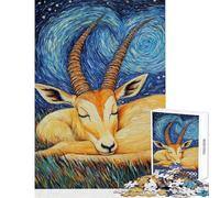 Rompecabezas para Adultos de 1000 Piezas Gacela Estrellada descansando Rompecabezas Relajante Una Obra de Arte cumpleaños y Navidad (tamaño 50x75cm)