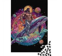 Rompecabezas para Adultos De 1000 Piezas Galactic Dolphins Cosmic Artwork Rompecabezas para Adultos Juguete Decoración De Pared Difícil Regalos para Amigos Y Familiares 38x26cm/1000pcs