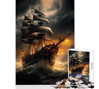 Rompecabezas para Adultos de 1000 Piezas Galeón en Mares tempestuosos Juguetes de Bricolaje Regalo Divertido Juego Educativo para Mejorar el Amor en Pareja tamaño 38x52cm