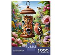 Rompecabezas para Adultos De 1000 Piezas Garden Bird Feeder with Flowers Rompecabezas para Adultos Juego De Ingenio Decoración Perfecta Cumpleaños Y Navidad 52x38cm/1000pcs