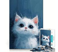 Rompecabezas para Adultos de 1000 Piezas Gatito de Ojos Azules,diseño de Corte preciso Diversión,Actividad Mental Inteligente,Tiempo de Ocio,Regalo Ideal para cumpleaños y aficiones 38x52cm