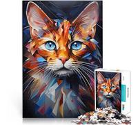 Rompecabezas para Adultos de 1000 Piezas Gato Abstracto con Colores Vivos Alivio del estrés Interacción Entre Padres e Hijos 75x50cm