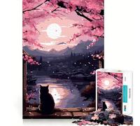 Rompecabezas para Adultos de 1000 Piezas,Gato,Arte pixelado Zen japonés,Arte de Bordes precisos,Juguete Creativo,Juego para Pasar un rato Agradable,Pieza de Arte navideña (38x26cm)