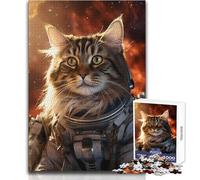 Rompecabezas para Adultos de 1000 Piezas: Gato Astronauta Noruego Un pasatiempo Tranquilo y satisfactorio Juguete de Corte de precisión Entrelazado Tamaño: 38x52cm