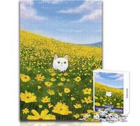 Rompecabezas para Adultos de 1000 Piezas: Gato Blanco en la Naturaleza Juego Educativo para Aprender (tamaño 38x52cm)