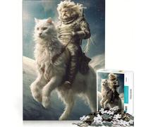 Rompecabezas para Adultos de 1000 Piezas: Gato, Caballo y Caballero Juego práctico, Actividades Divertidas para Hacer en casa Un Regalo Ideal para los Amantes de los Juegos 50x75cm