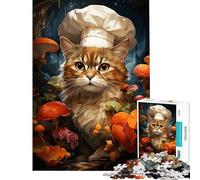 Rompecabezas para Adultos de 1000 Piezas Gato Chef cocinando y pintando Un Reto para completar Diversión en Familia Juegos Divertidos para Mayores de 14 años (38x52cm)
