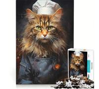 Rompecabezas para Adultos de 1000 Piezas: Gato cocinando, Pintura, Juegos relajantes, para Pasar el Tiempo en casa, un Gran Regalo para los Amantes de los Videojuegos 38x52cm