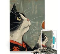 Rompecabezas para Adultos de 1000 Piezas Gato Comiendo Onigiri,Juego de lógica con Piezas Ajustadas,diversión acogedora,Regalo de cumpleaños (50x75cm)