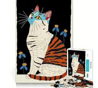 Rompecabezas para Adultos de 1000 Piezas Gato con Rayas de Tigre Juego de Habilidad Mental y artístico Tiempo de Descanso Ideal para cumpleaños (50x75cm)